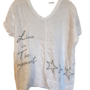 New Collection V-neck linen blend embelished tops